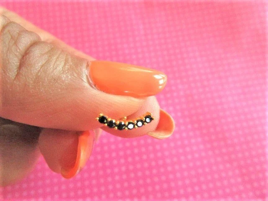 Black Crystal Gold Bar Cartilage Stud