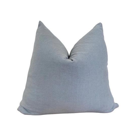 Solid Sky Blue Linen Cotton Blend Throw Pillow Cover, Cover Only Multiple Sizes Available