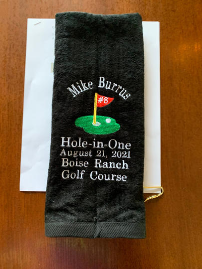 Hole in One Golf Towel, Custom Embroidered Personalized