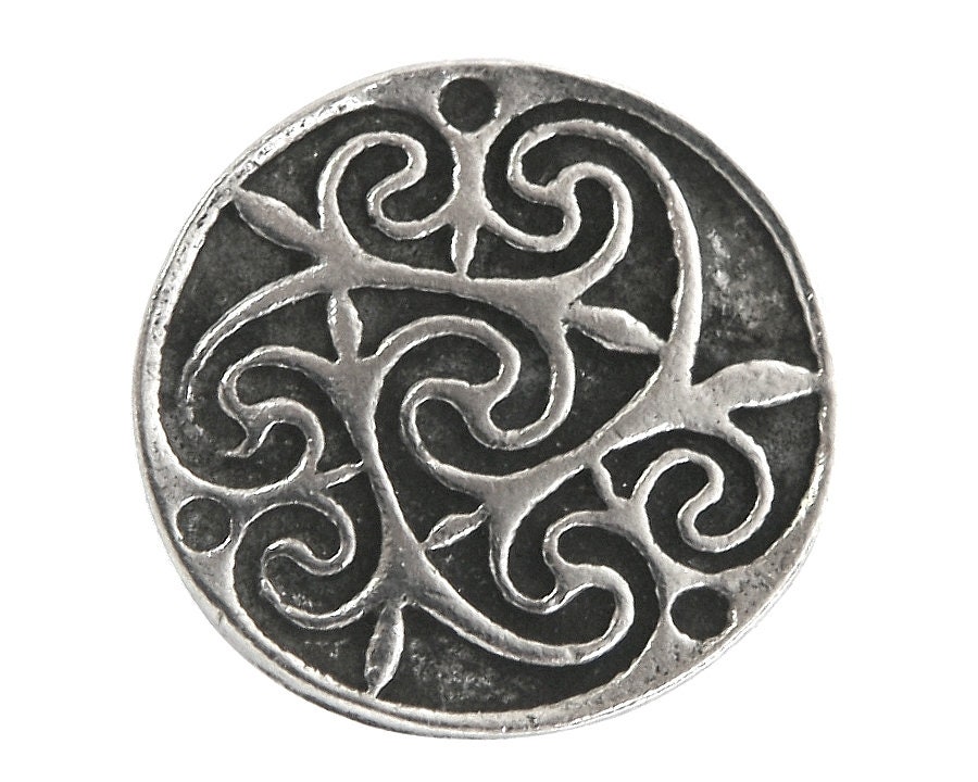 Ram's Horn Deep Etched Spiral 3/4 Inch | 18 Mm Celtic Design Pewter Button