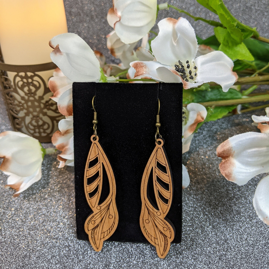 Cherry Blossom Earrings, Birthday, Anniversary, All Occasion Pierced Laser Cut On Glowforge, Bronze Hook
