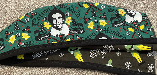Elf Reversible Surgical Scrub Cap Hat Machine Washable Men's Women's One Size Fits Most Christmas Holiday