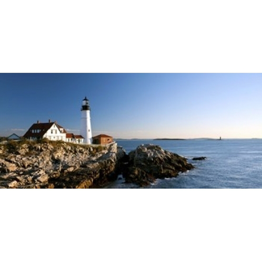 Lighthouse on the coast Portland Head Lighthouse Ram Island Ledge Light Portland Cumberland County Maine USA (30 x 14)
