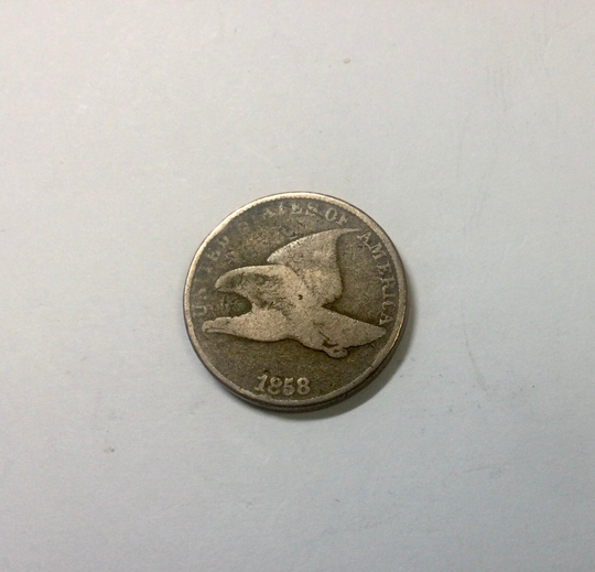 1858 Flying Eagle Cent Decent Lower Grade Copper Nickel Small Penny USA Wreath Collectors Coin Or A Great Souvenir