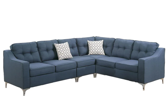 Poundex Adalia Casual Navy Blue Polyester/Blend Sectional | F6889