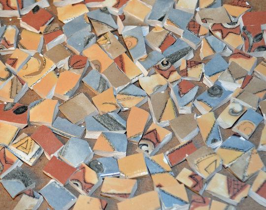 100 Sue Zipkin Hazelnut Blend Hand Cut China Plate Mosaic Tiles