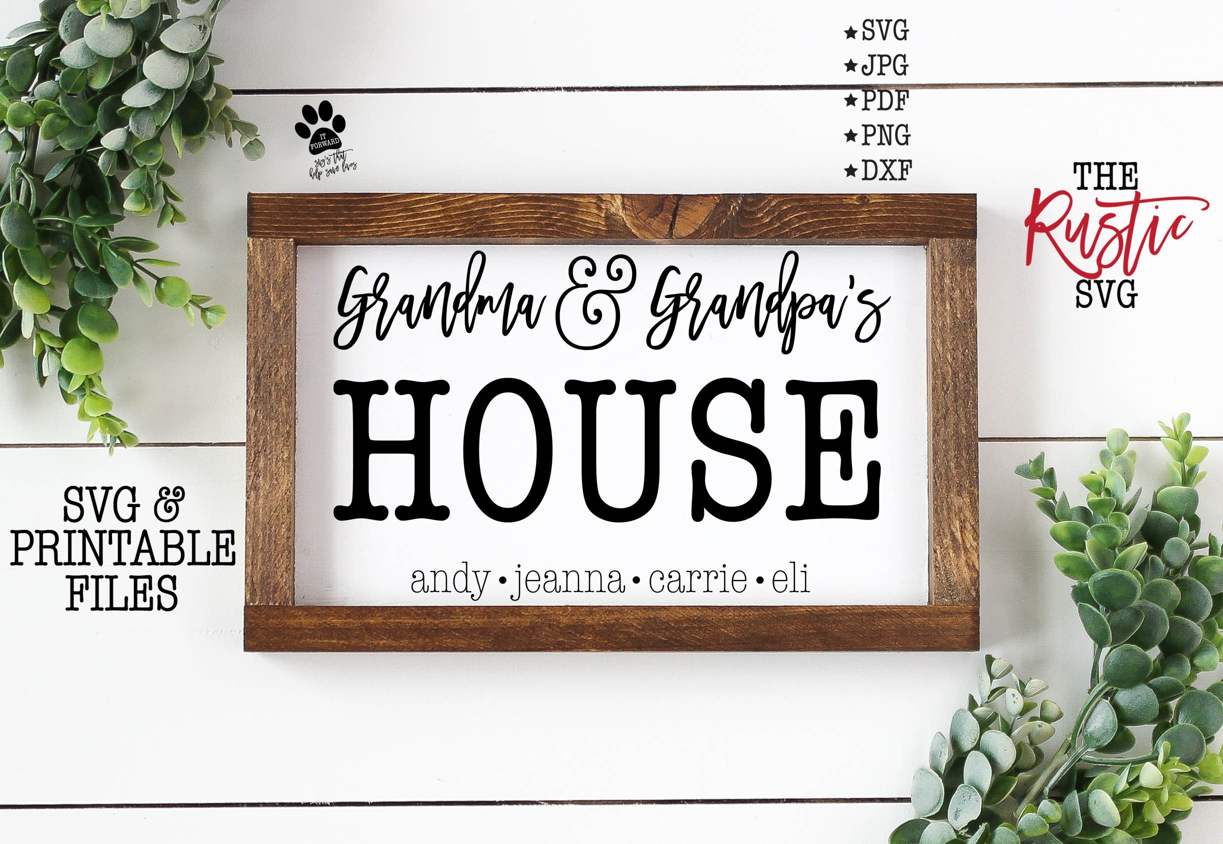 Grandma & Grandpa's House, Established Sign, Names Custom Grandmother Svg Files, Svg, Pdf, Cricut, Silhouette, 002