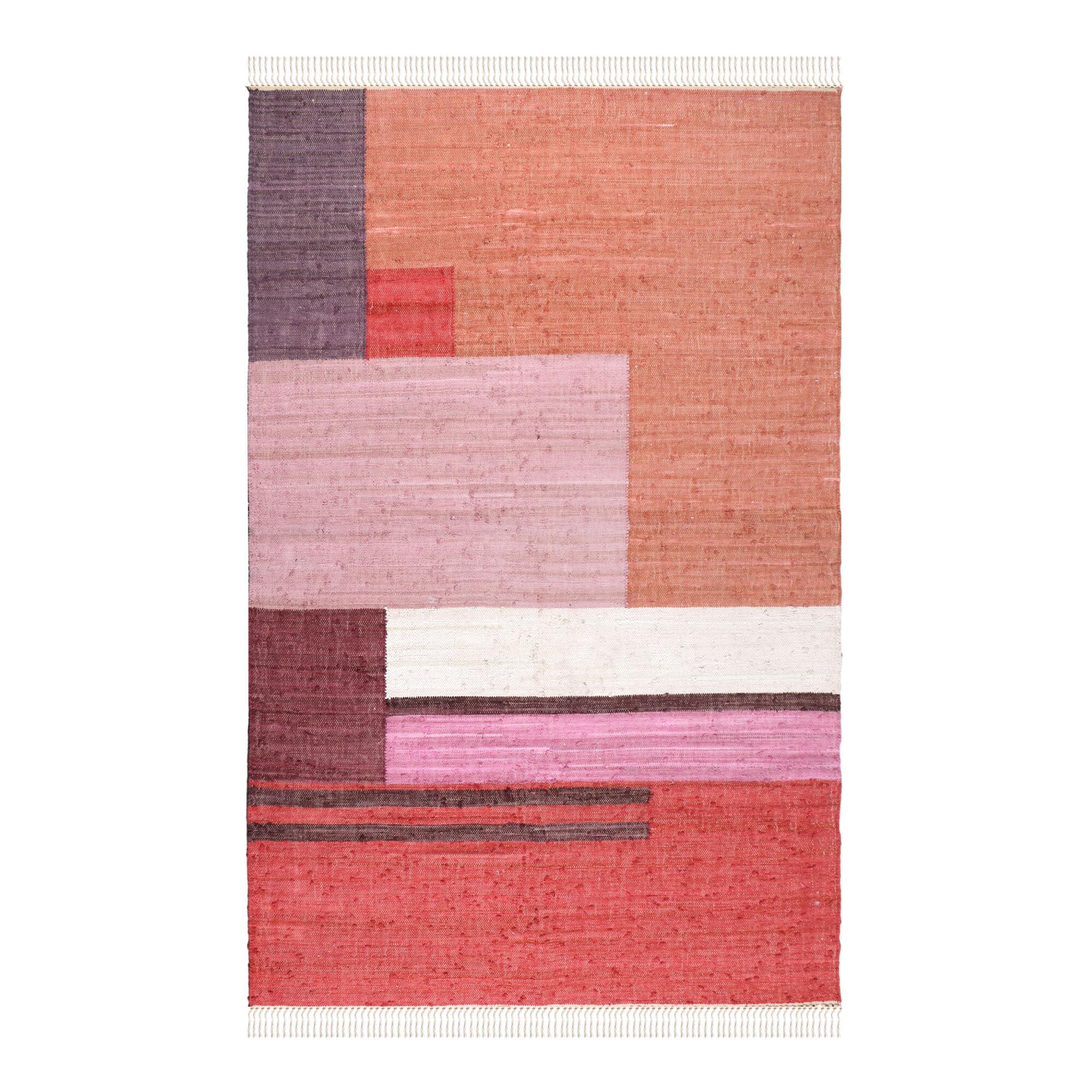 Multicolor Modern Geo Cotton Kilim Cedar Area Rug - 5' x 8' by World Market