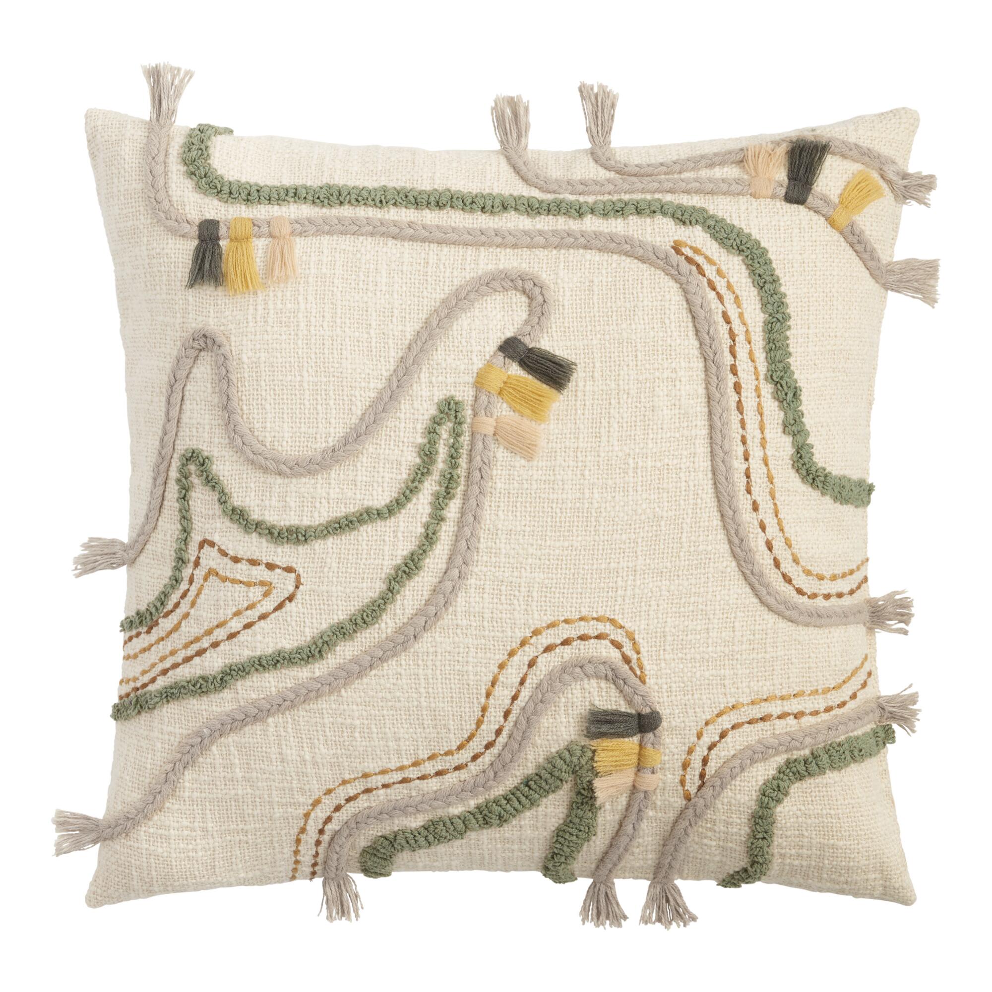 Abstract Lines Embroidered Throw Pillow by World Market