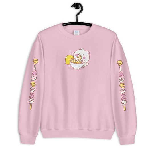 Kawaii Ramen Bowl Pink Harajuku Japanese Style Sweatshirt, Unisex Crewneck Sweatshirt
