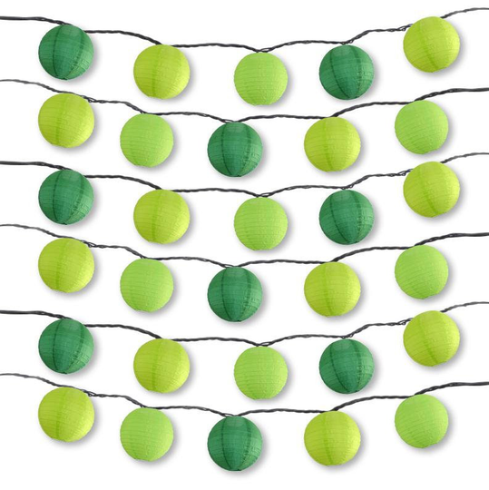 Mini 30-Pack Green Variety Nylon Lanterns With 8Ft String Light Party Pack