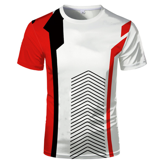 Men's Fashion T-shirt 3D Printing Cotton Blended Turtleneck Round Neck Short Sleeve Comfortable Fit Casual Sports T-shirt 2021 - no-2, 6xl