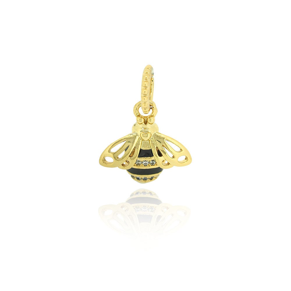 Bee Pendant Or Charm Of Insect Themed Jewelry, Honey Bee Necklace Bracelet, Gift Idea 1Pcs 2215mm