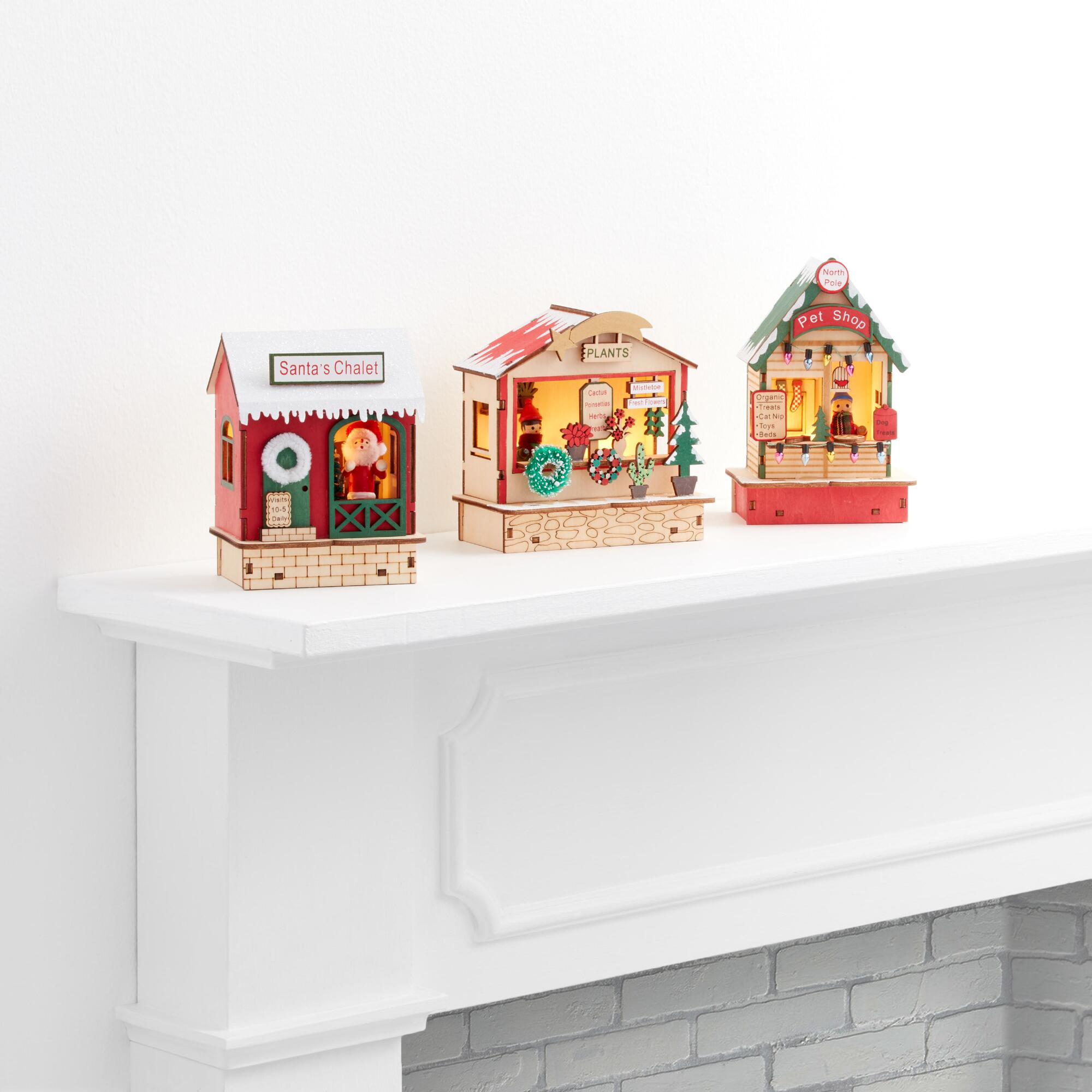 Woodcut Market Stall LED Light Up Decor Set of 3: Multi by World Market