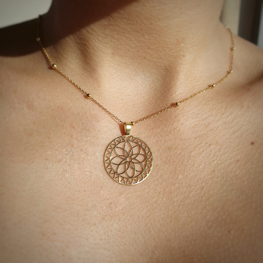 925 Sterling Silver Dainty Floral Pendant 18K Gold Plated Charm Necklace, Flower Linear Circle Gift For Her, Mother's Day