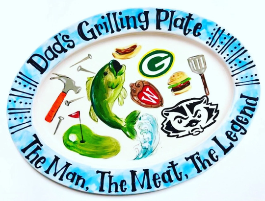 Ceramic Custom Oval Husband Grill Master Fathers Day Birthday Grilling Platter Grandpa Boyfriend Dad Daddy Burgers Gift Plate Seafood Beach