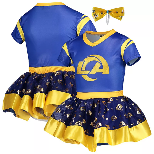 Girls Youth Royal Los Angeles Rams Tutu Tailgate Game Day V-Neck Costume, Girl's, Size: YTH Large, LAR Blue
