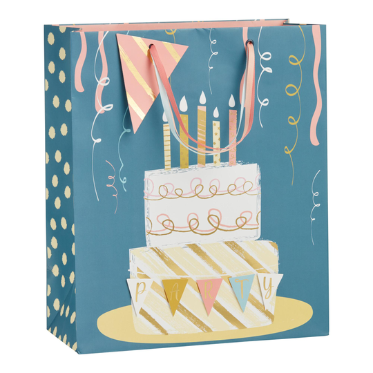 Large Navy Party Cake Gift Bag Set Of 2 by World Market