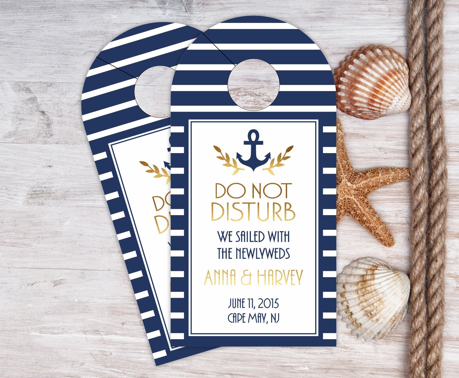 Nautical Wedding Door Hangers - Hotel Box Favor Guest Gift Do Not Disturb #dhri-122