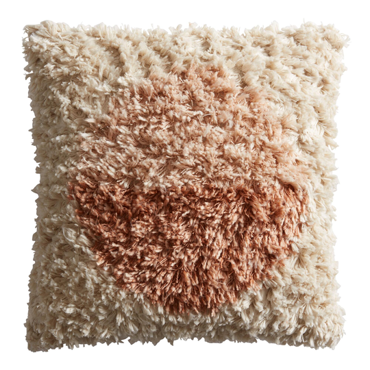 Ivory and Dusty Pink Shaggy Throw Pillow by World Market