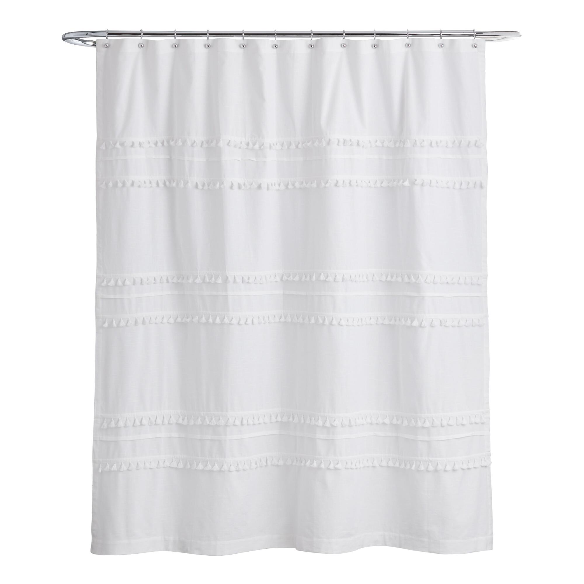 White Tiered Tassel Renata Shower Curtain by World Market