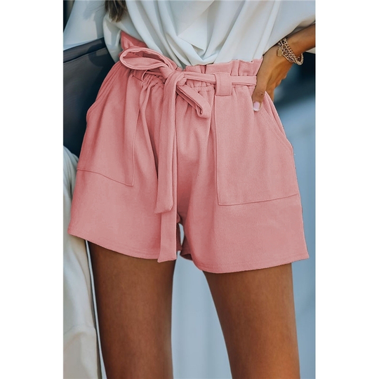 Pink Cotton Blend Pocketed Knit Shorts - pink, (us 16-18)xl