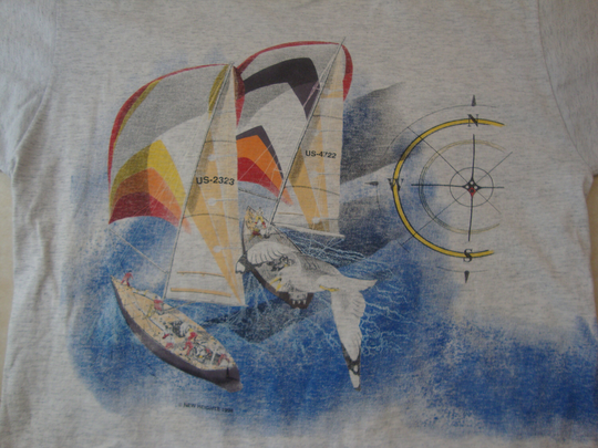 Vintage 90's Sailboats Gray T Shirt Size L
