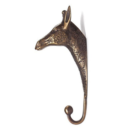 8" Inches Handmade Brass Artistic Vintage Giraffe Animal Wall Hooks Hangers/ Coat Keys Hangers Hooks/ Clothes