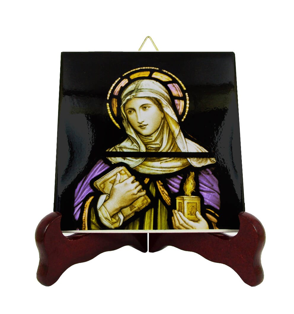 Saint Brigid Of Kildare - St Ireland Icon On Ceramic Tile Saints Serie Catholic Icons Irish