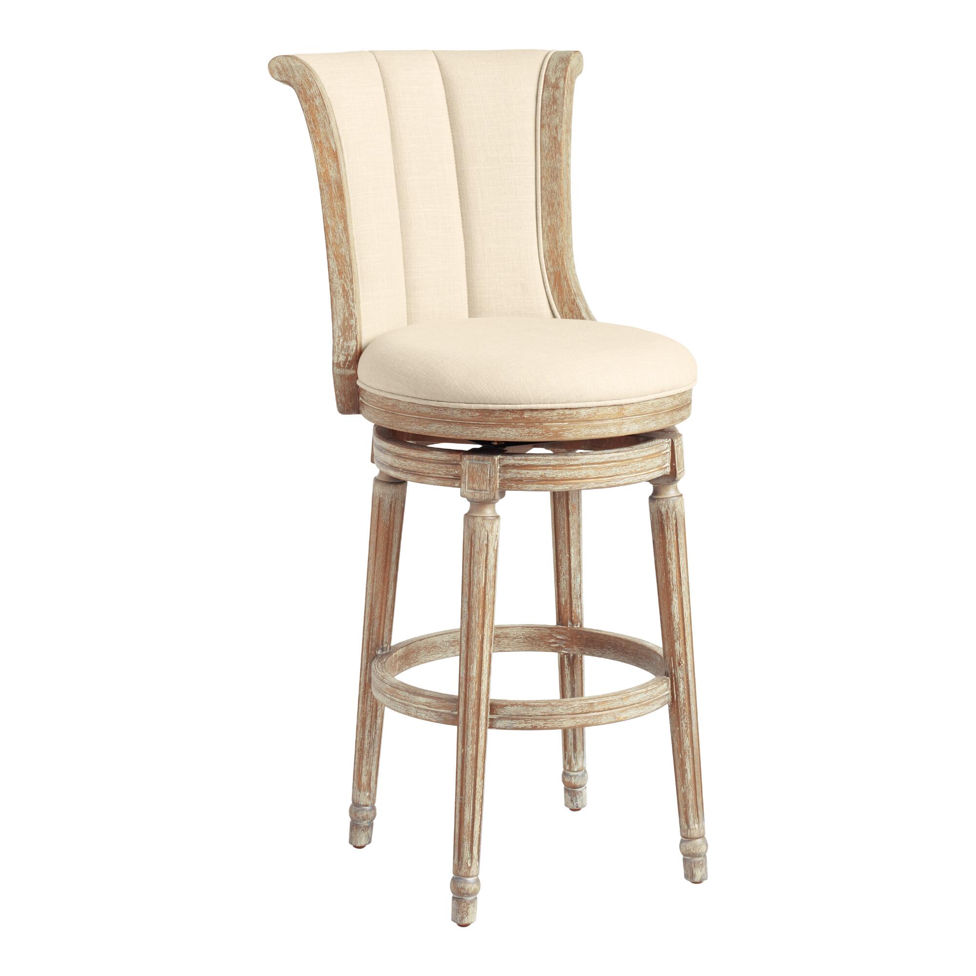 Linen Channel Back Swivel Barstool: Gray by World Market