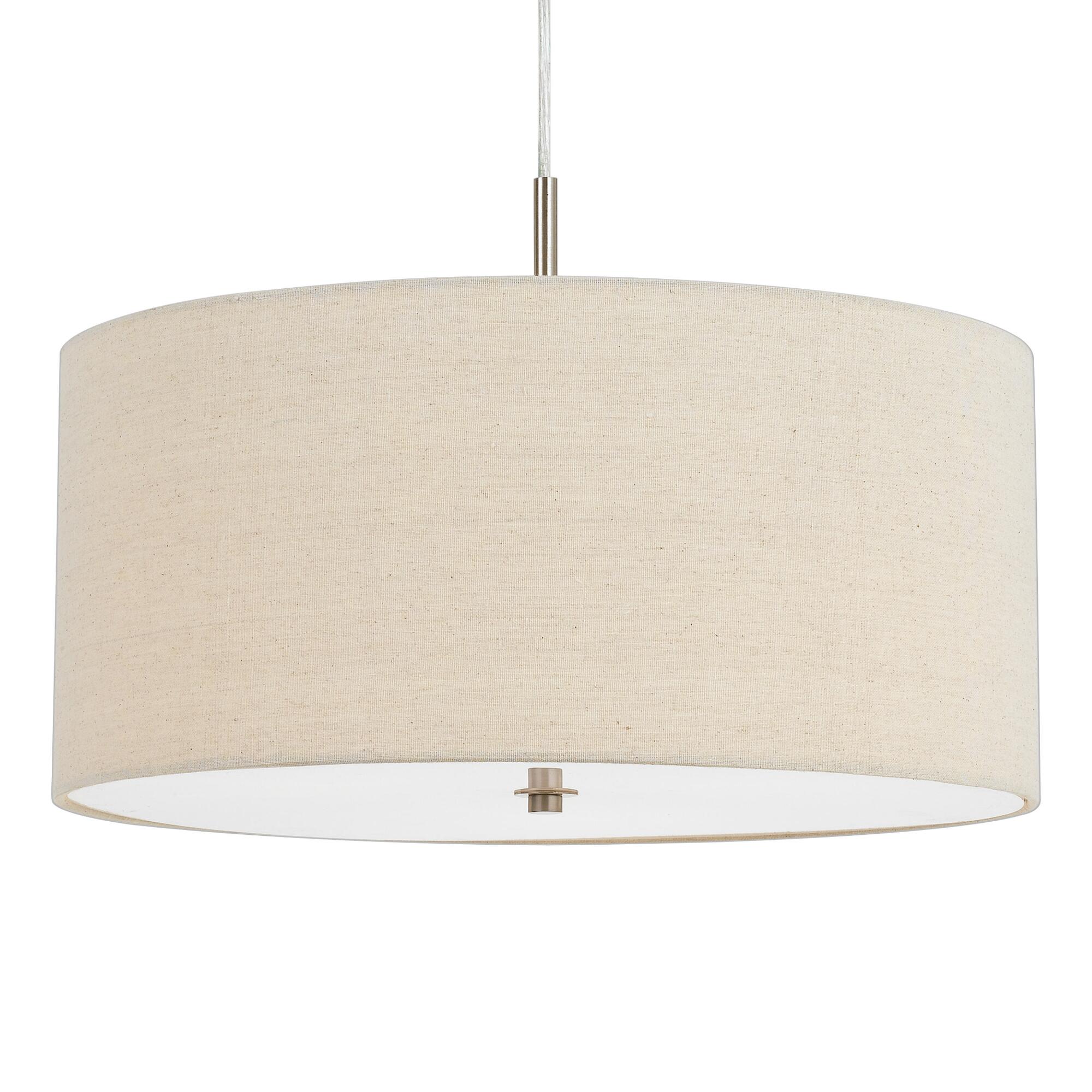 Small Natural Linen Drum 3 Light Billie Pendant Lamp - Fabric by World Market