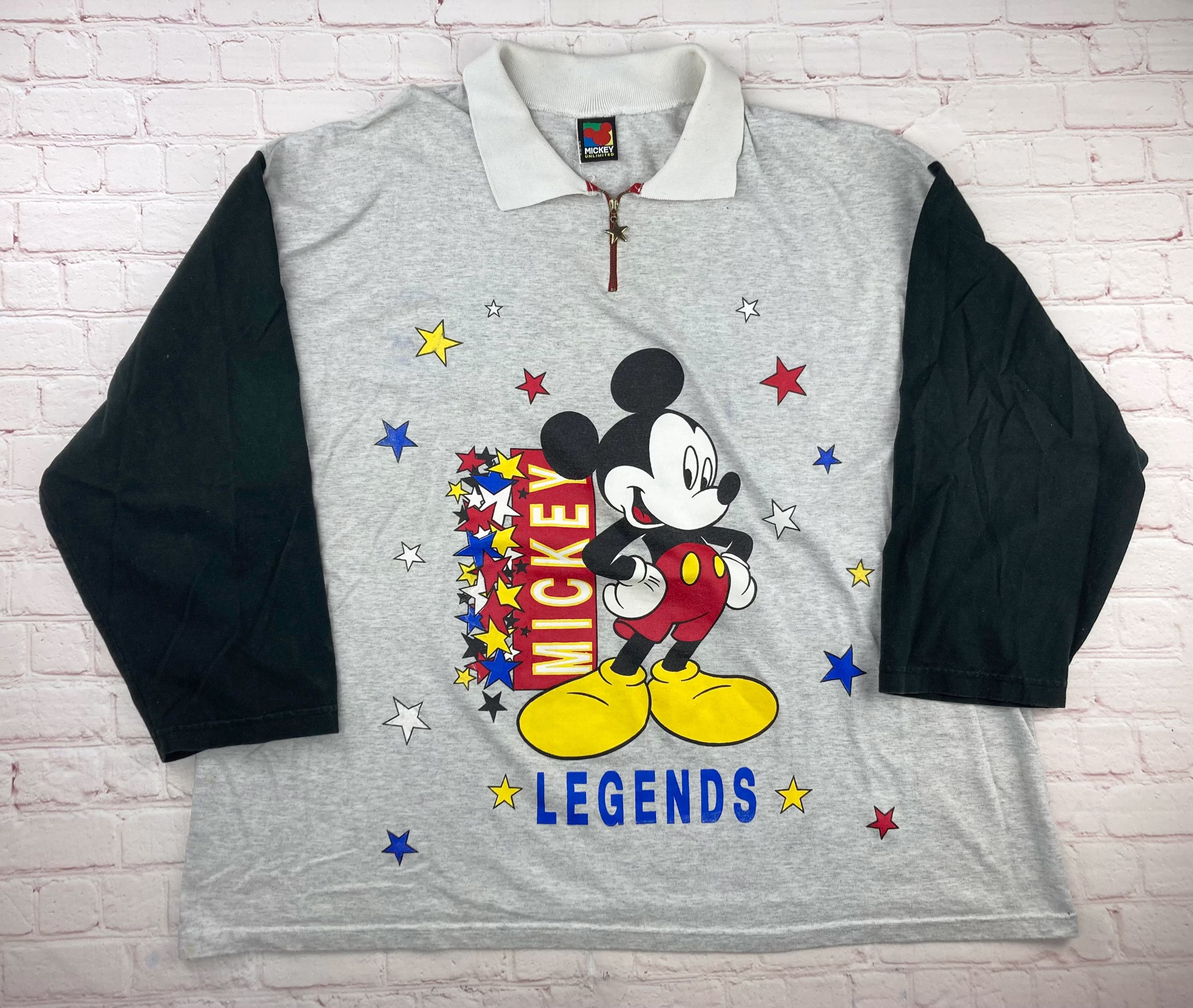 Vintage Original 1990's Mickey Mouse Legends Long Sleeve Polo Shirt