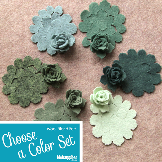Wool Blend Felt Flowers | 12 Small Tattered 3D Rolled Roses Pick A Color Set Diy Unassembled Rosettes