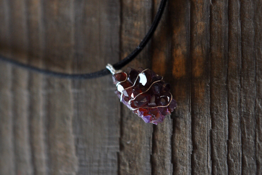 Reddish Amethyst Healing Crystal Necklace, 925 Sterling Silver Pendant, Chakra Crystals, With Amethyst, Necklace