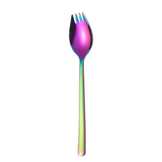 2 in 1 Multifunction Spork Spoon Fork Noodle Fruit Salad Kitchen Restaurant Tool - multi-color