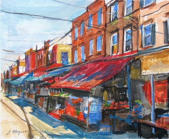 Philadelphia Painting. 9Th Street Italian Market South Philly Watercolor Print Gwen Meyerson