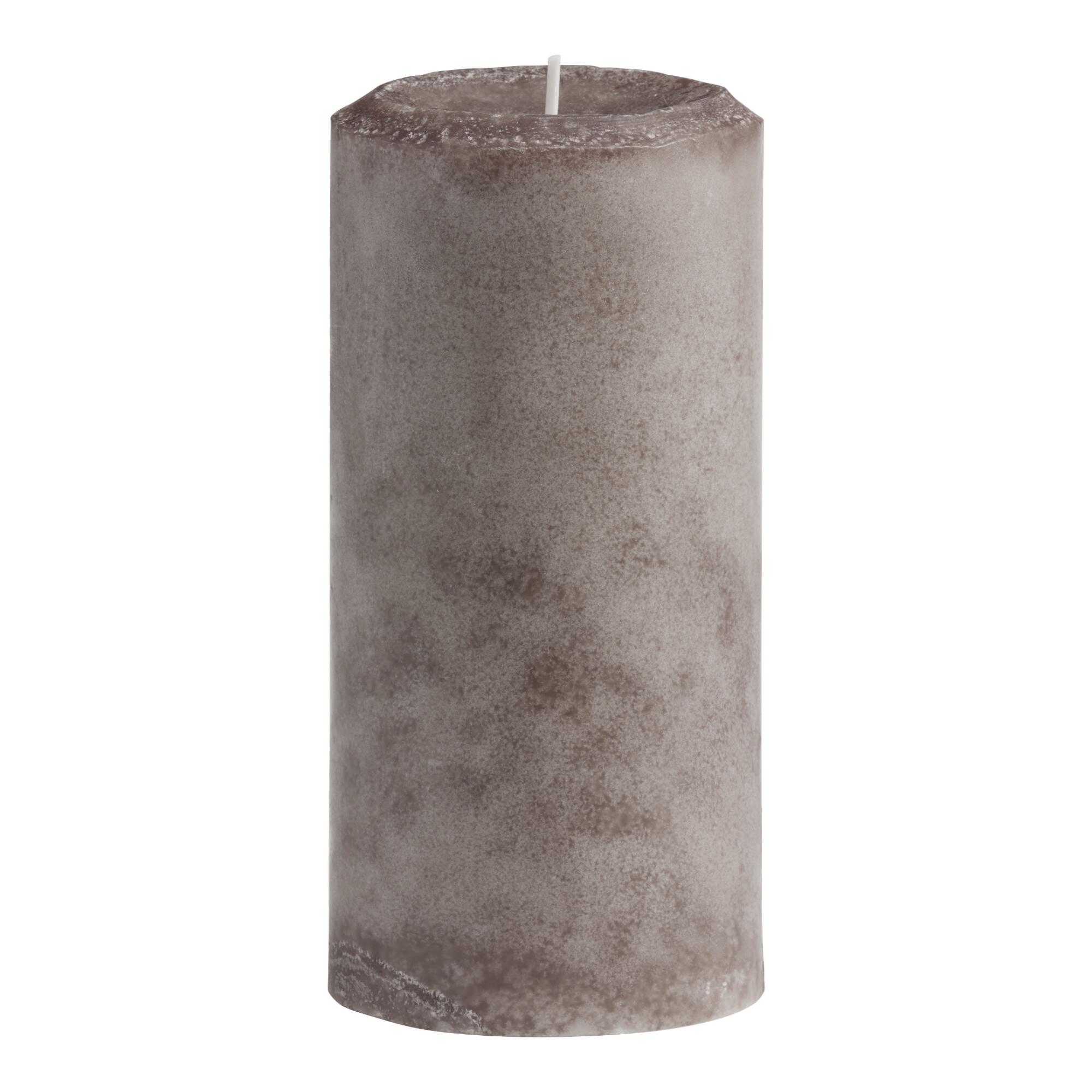 3x6 Bergamot Linen Mottled Pillar Scented Candle: Gray - Scented Wax by World Market