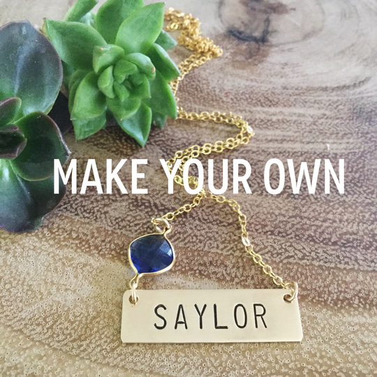 One Word Name Personalized Necklace Custom Bar Gold Fillmonogram Nameplate Banner Necklace Turquoise Friend Gift Ocean Outer B