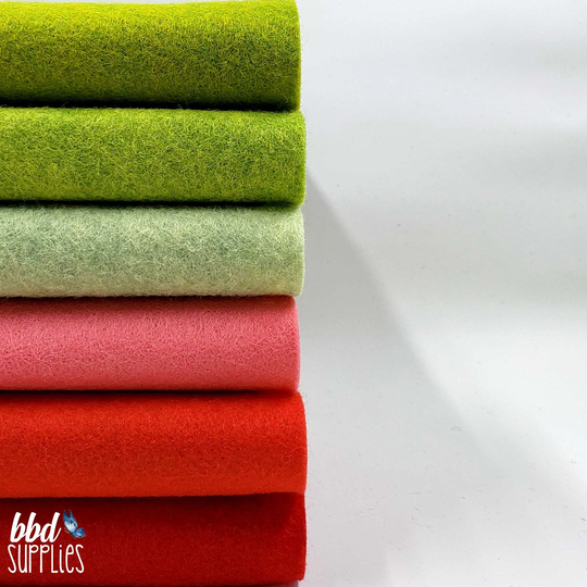 Wool Blend Felt Sheets Collection | Holly Jolly Colors 6 Sheets You Choose Size