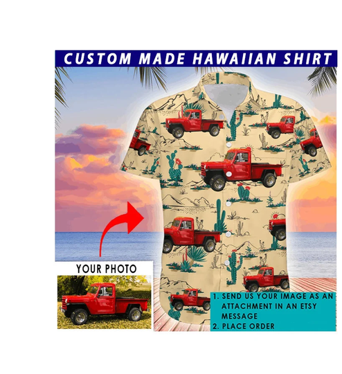 Pickup Truck Gifts, Square Body Personalized Photo Hawaiian Shirt, Classic Truck, Modern Custom Car Shirts | Haw1B