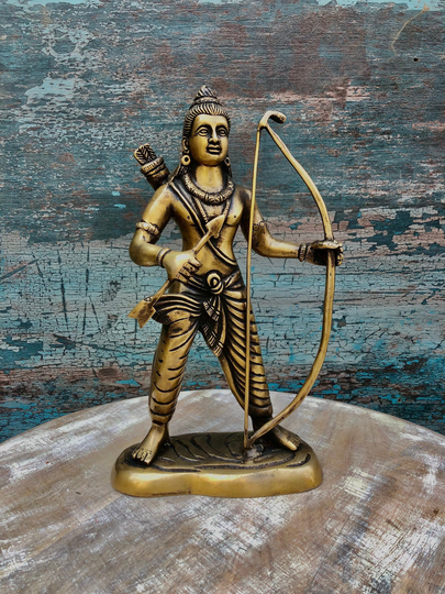 Brass Lord Rama Idol Ram Statue Murti in Antique Finish