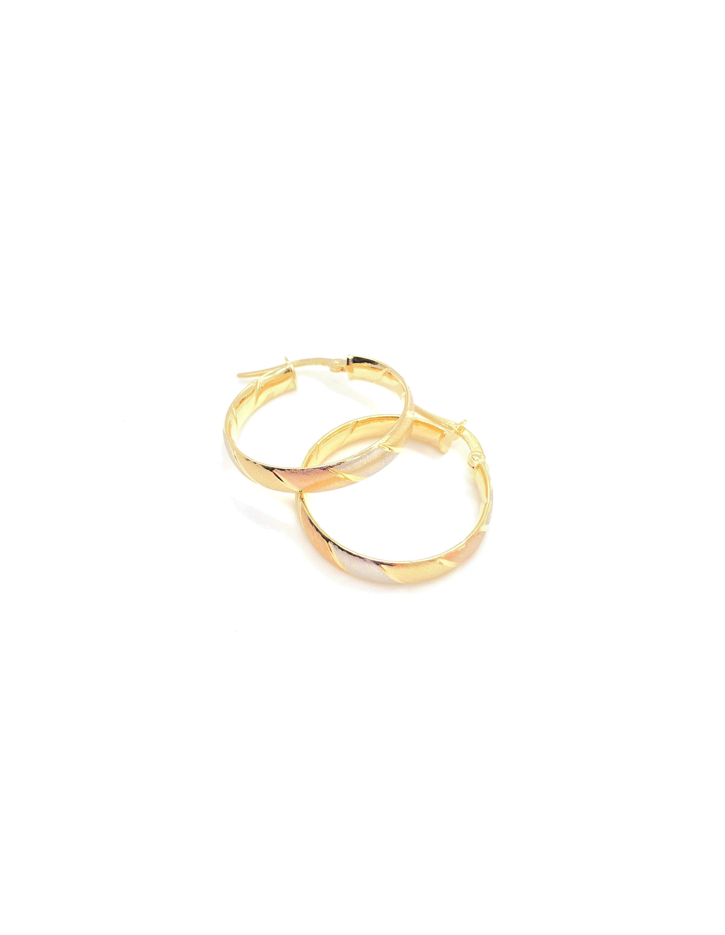 18K Multi-Tone Gold Dainty Hoop Earrings Hoops Yellow White & Rose Classic Thin Gift For Her Made in Italy