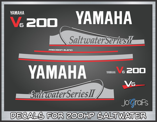 Yamaha Saltwater Ii Precision Blend Decal Kit - Outboard Engine Replacement Die-Cut Stickers