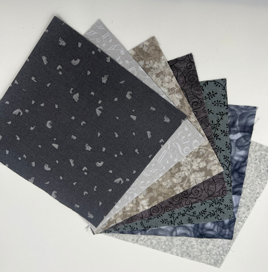 Gray Slate Charcoal Tonal Blender Fabrics 100% Cotton For Quilting Choose Fat Quarters, 2 1/2" Strips, Jelly Roll, Charm Pack, Layer Cake