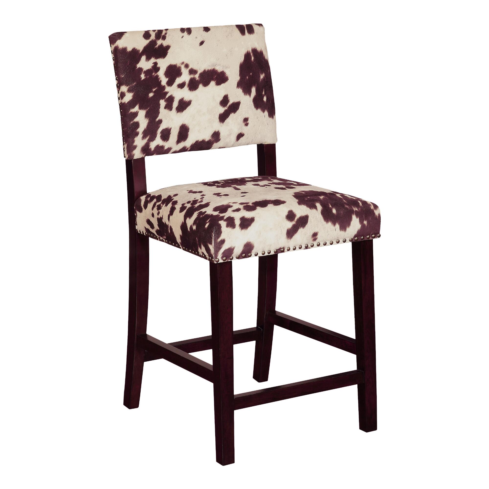 Brown Faux Cowhide Addison Upholstered Counter Stool by World Market