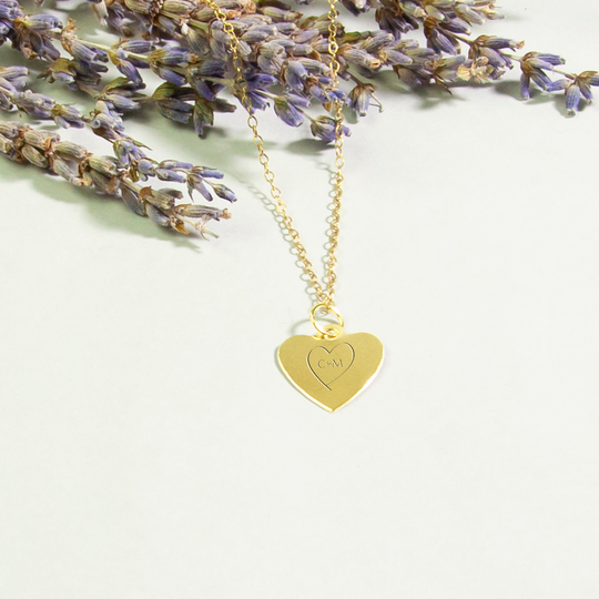 14K Gold Filled Heart Necklace, Custom Logo, Pendant, Laser Engraving Initials/Special Dates/Locations, Gift Choice, F1Iw