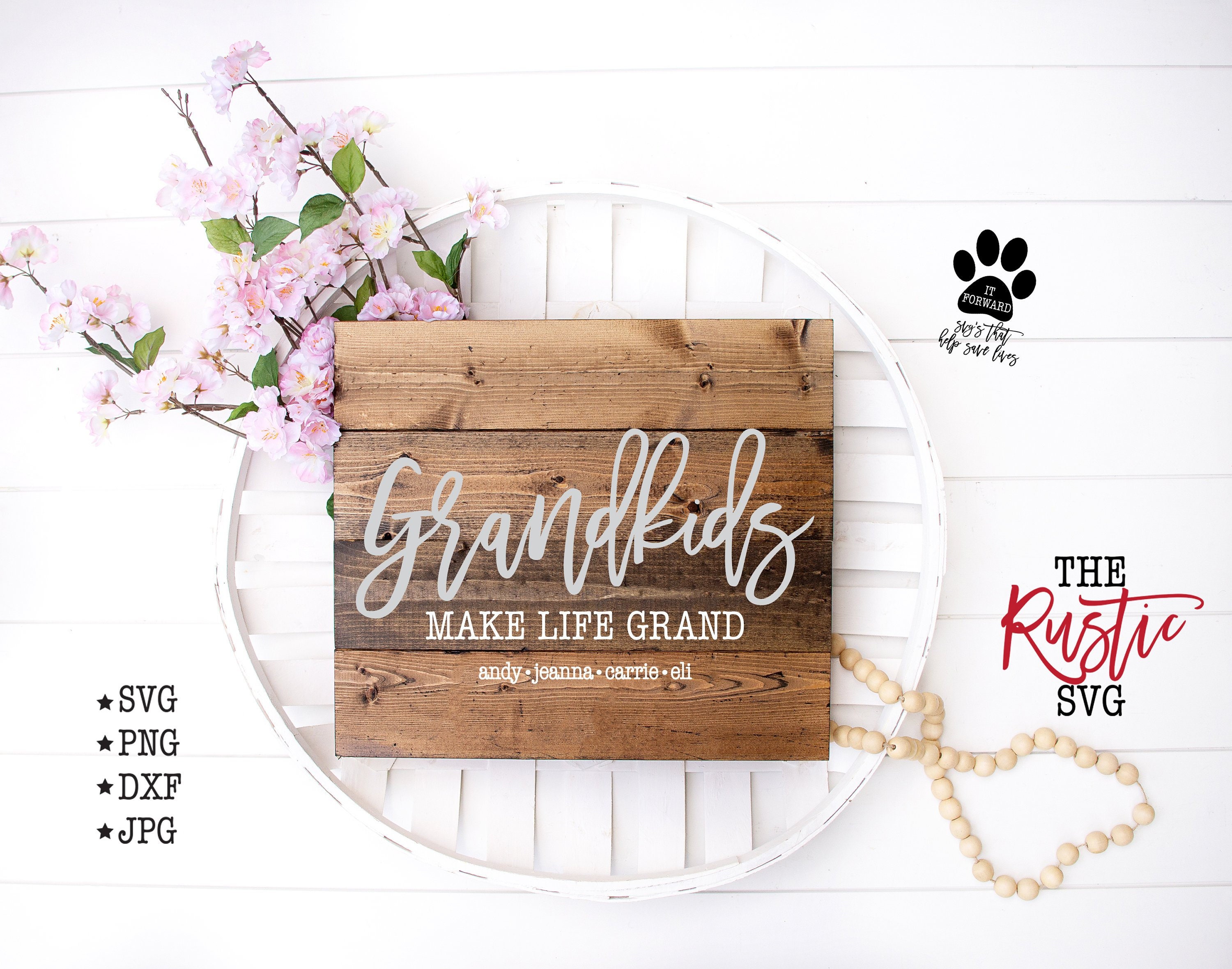 Grandkids Make Life Grand, Names, Custom Grandkids, Grandchildren Grandma Gift, Mother's Day Gift, Svg, Cricut, Silhouette, 002