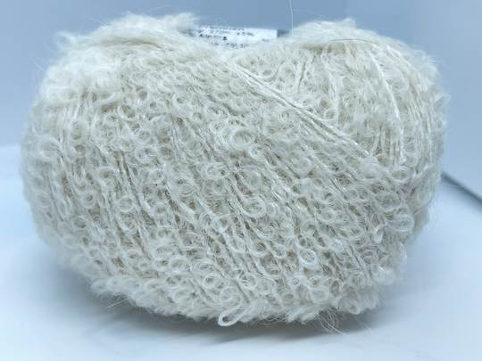 Delicate Luxury Alpaca Mohair Blend Ecru Boucle Yarn - Ice 67297 50Gr 295Yds