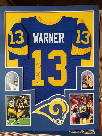 Kurt Warner Autographed Signed Framed St. Louis Rams Jersey Beckett