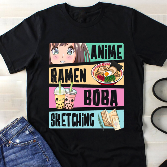 Anime Ramen Boba Sketching - Just A Cute Girl Who Love Shirt, Japanese Gift, Manga ∙ Otaku, Graphic